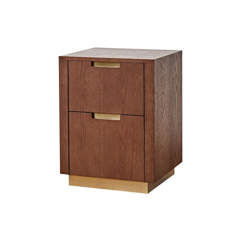 A beautiful bedside table by Liang & Eimil with a brown and brass finish