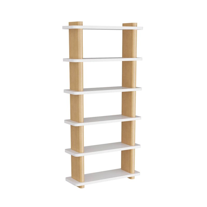 Natural oak bookshelf with white lacquer shelves