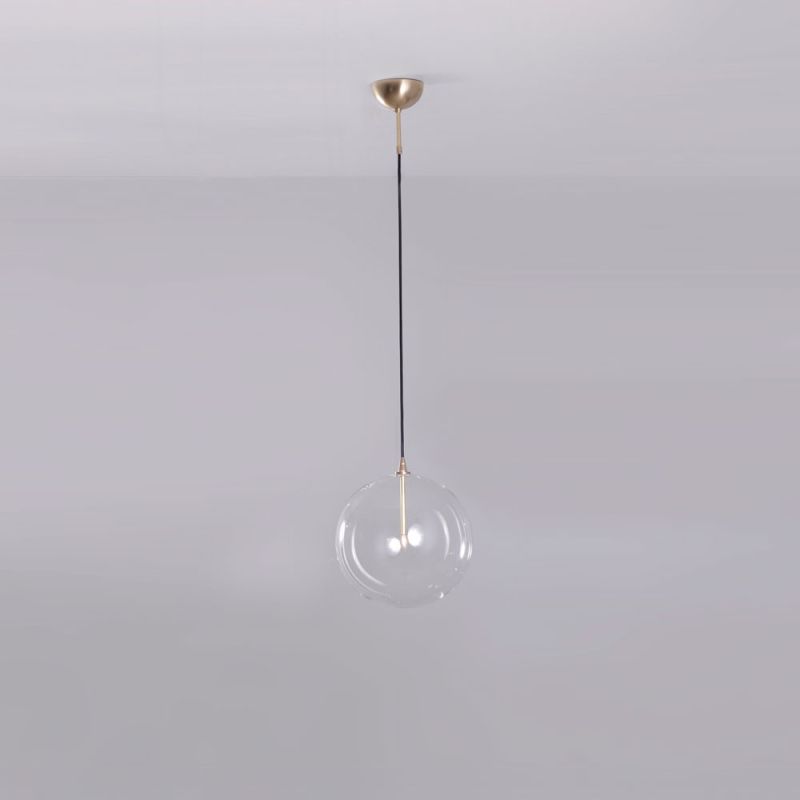 Industrial natural brass pendant light with clear glass sphere globe lampshade Industrial natural brass pendant light with clear glass sphere globe lampshade