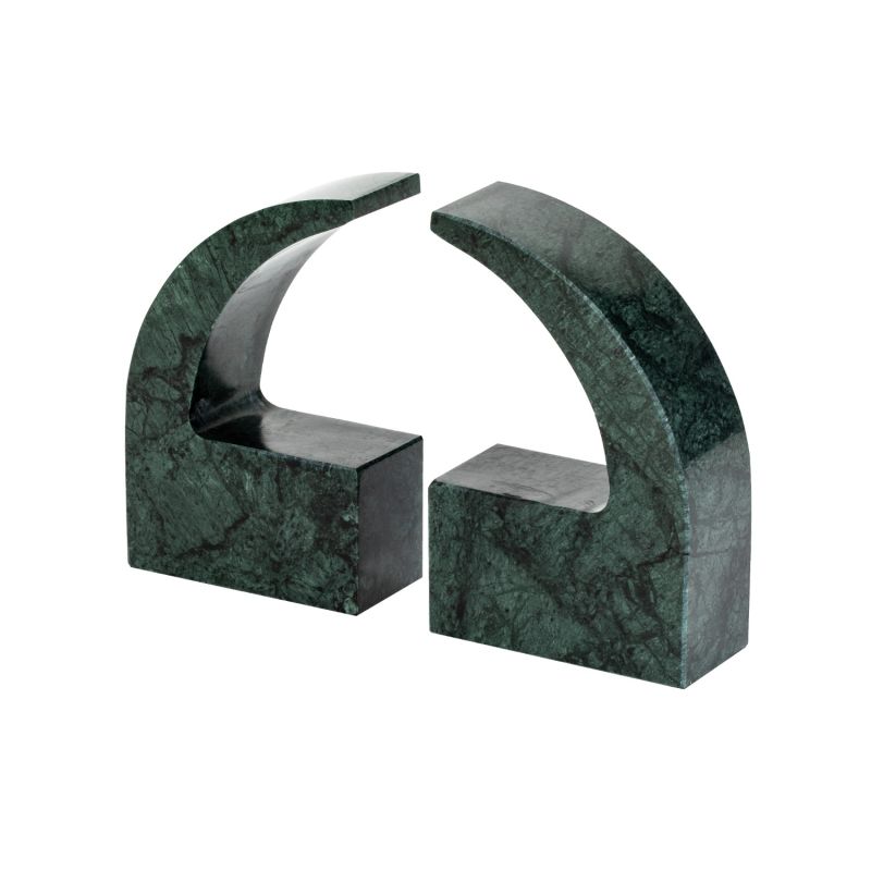 Green marble apostrophe bookends