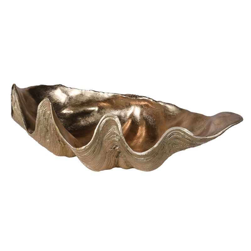 Gold decorative tray in shape of a clam