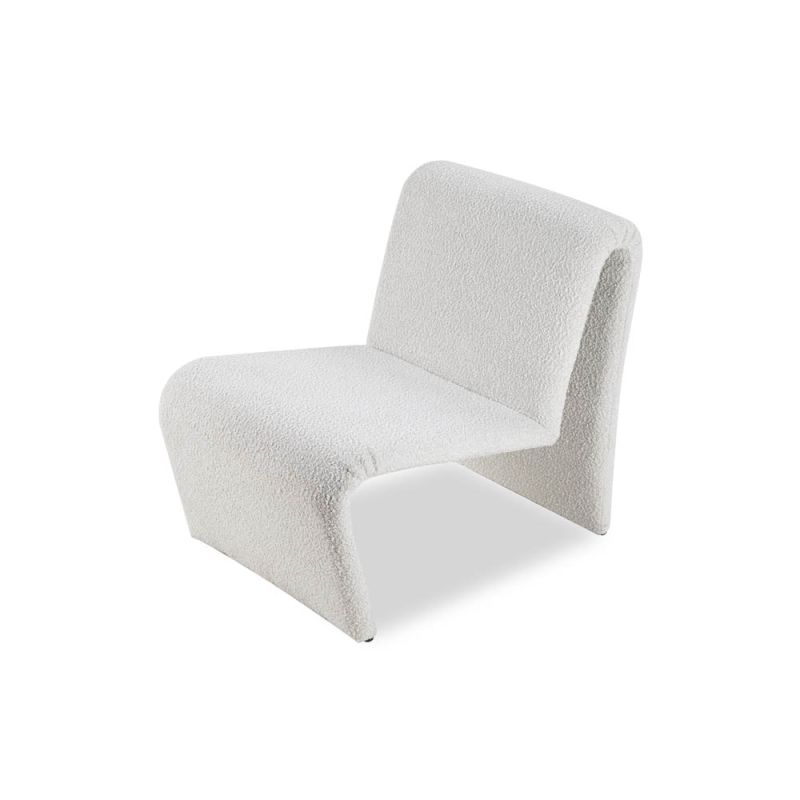 Boucle upholstered chair with modern silhouette