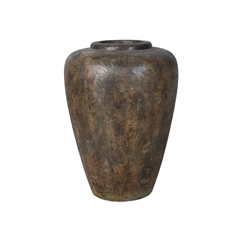 Large ceramic pot in natural dark brown finish