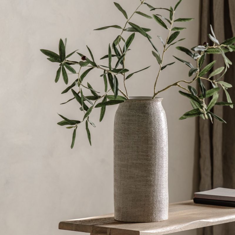 Tall subtle rib textured vase