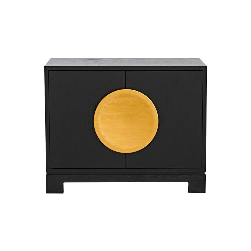 A statement sideboard with a brushed gold finish