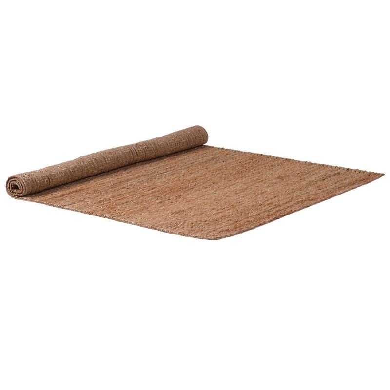 Rectangular brown jute rug