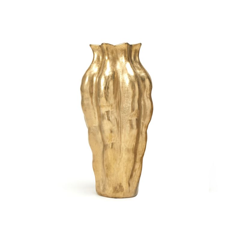 Tall gold vase with wavey silhouette