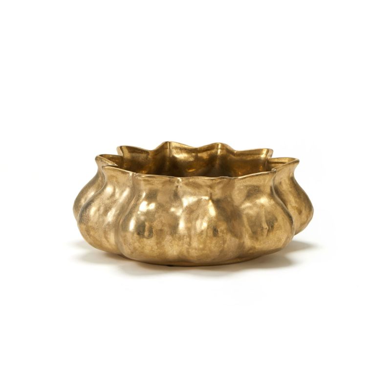 Antiqued gold wavey effect bowl