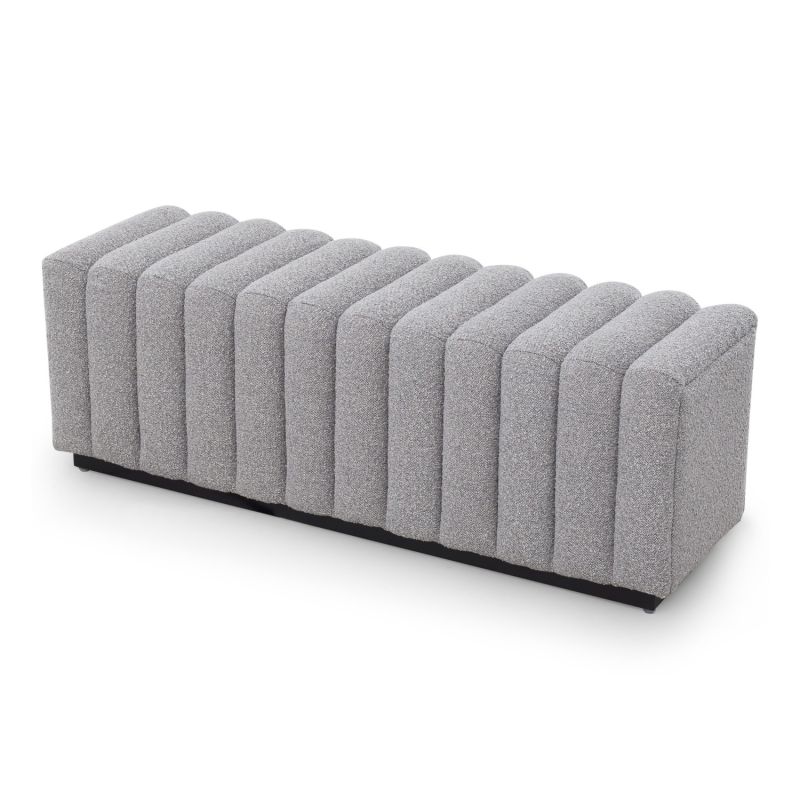 Grey boucle bench with channelled seat