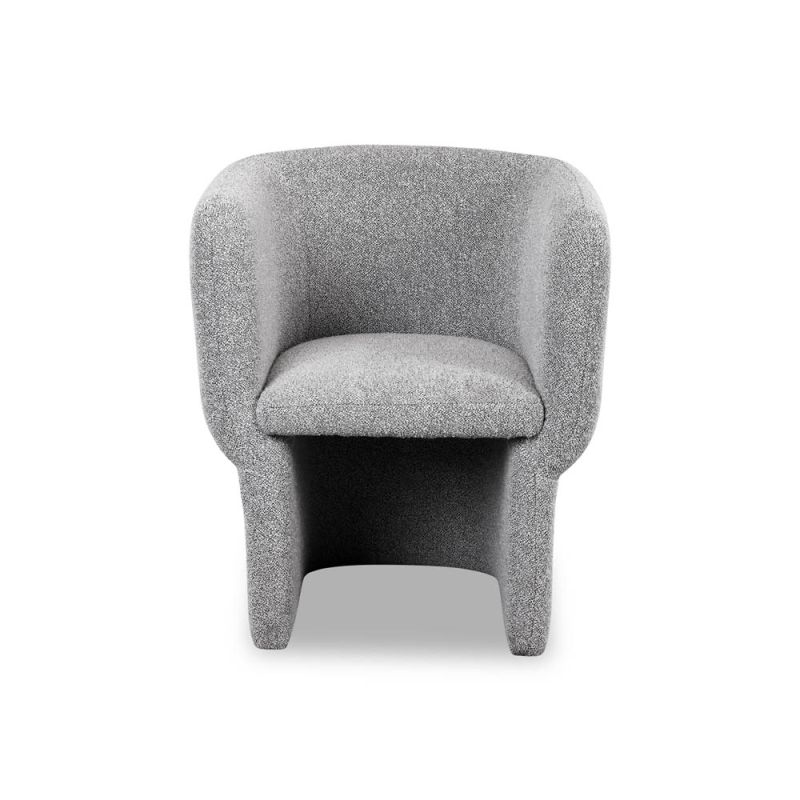 Grey chair with cradling seat and back