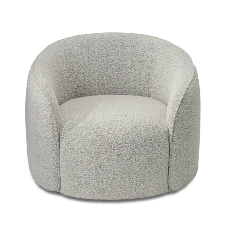 Gorgeous, wrap-around chair finished in boucle grey