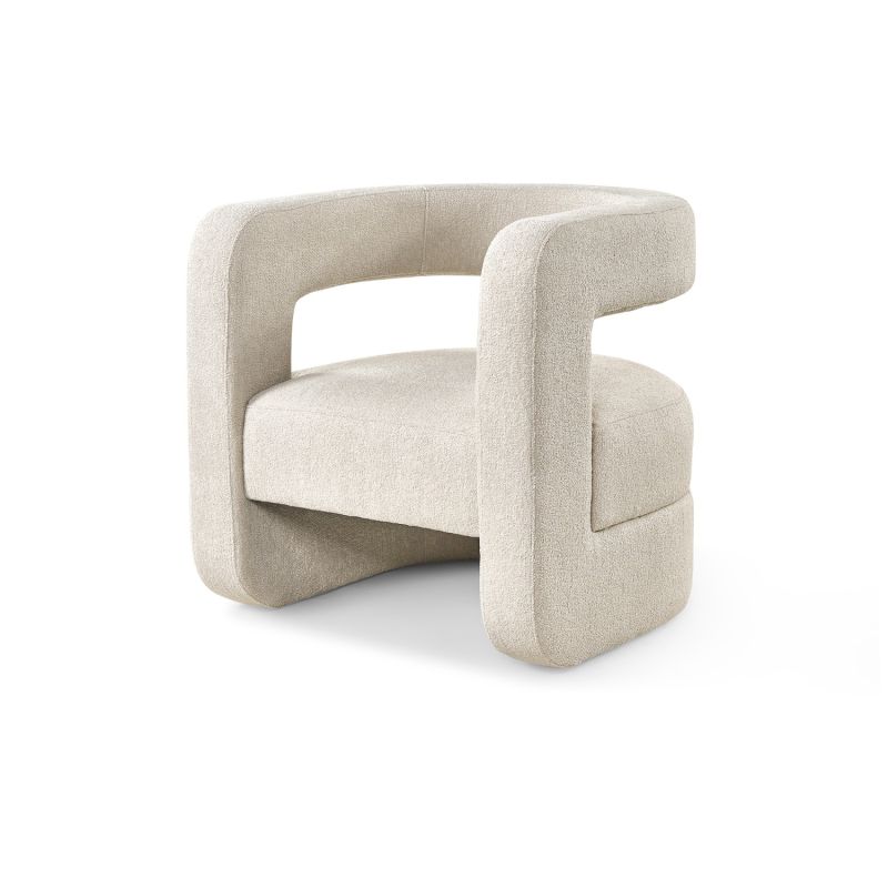 C-shaped boucle white chair