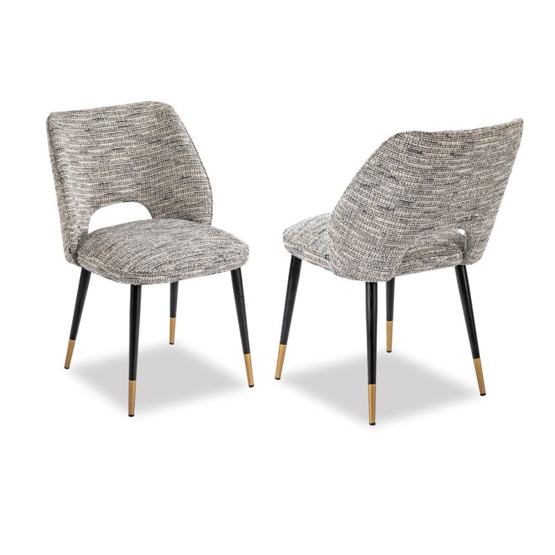 Dining chair with sherpa grey textured upholstery 