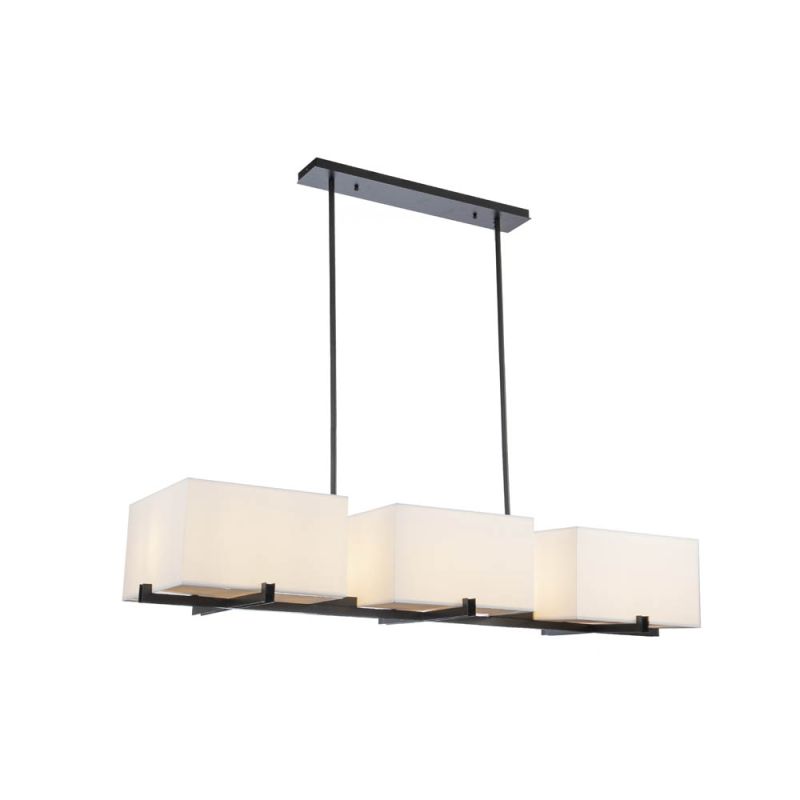 Matte black ceiling light with three square shades for glamorous glow