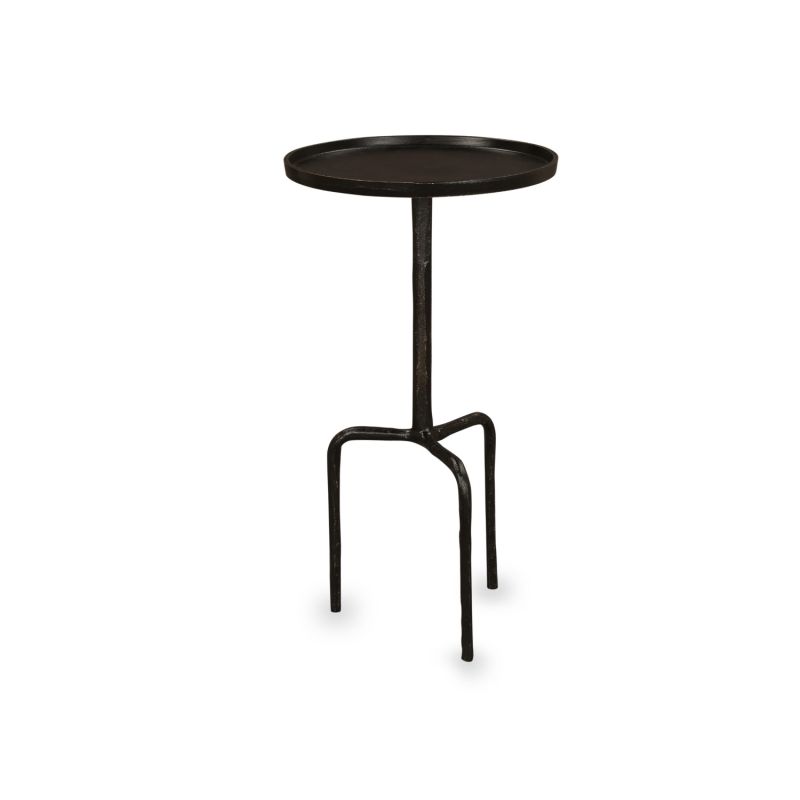 Black round tray top side table with three legs