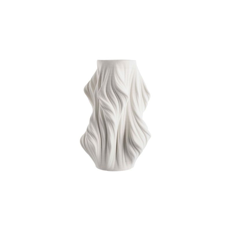 Wavy ceramic vase in white finish with a gorgeous sense of movement