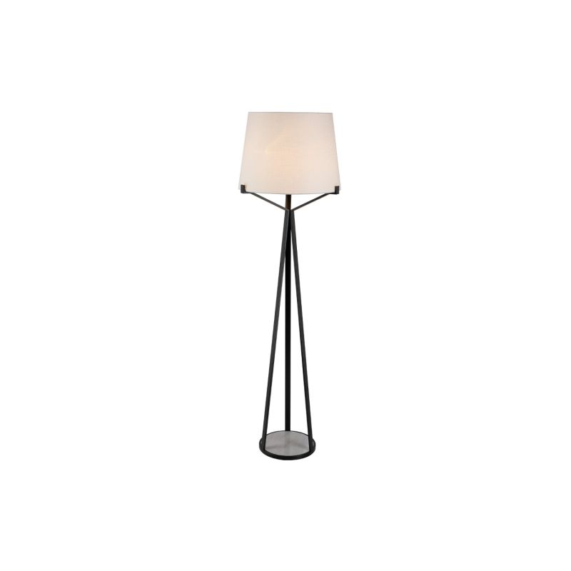 Luca Floor Lamp - Matte Black/White Marble