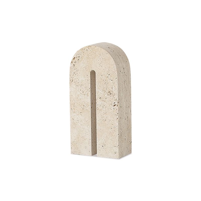 Tall beige travertine arch ornament