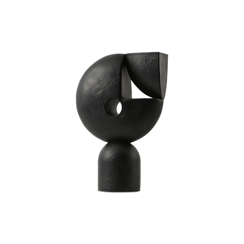 Contemporary sculpture with an arch base and abstracted sphere