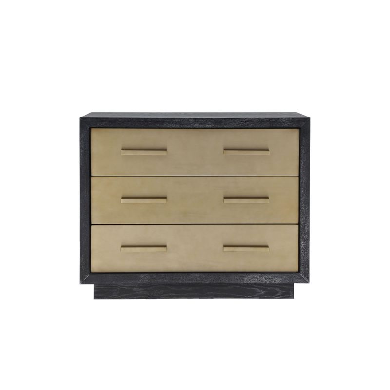 Textured ash chest with brass drawers