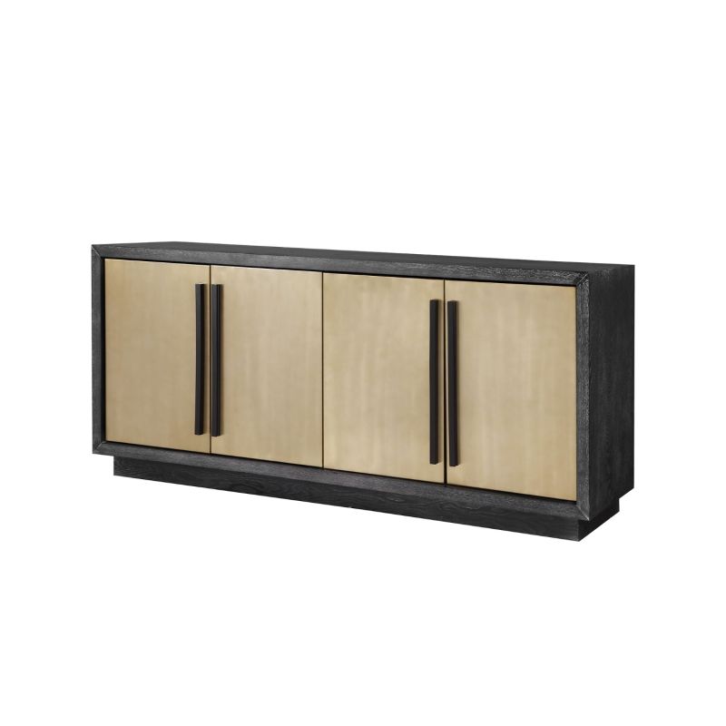 Modern sideboard with cerused textured ash veneer and light brown doors