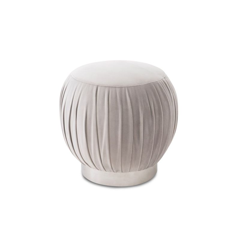 Gloriously gathered and pleated grey fabric stool