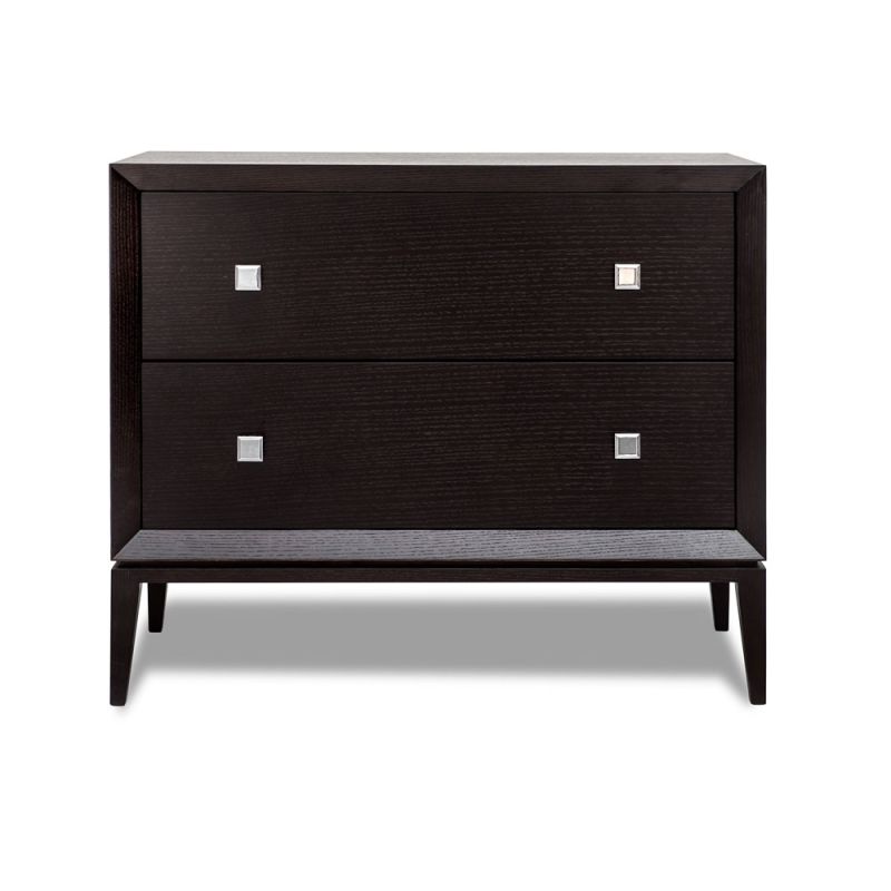 Bevelled chest of drawers with two drawers with nickel finish handles