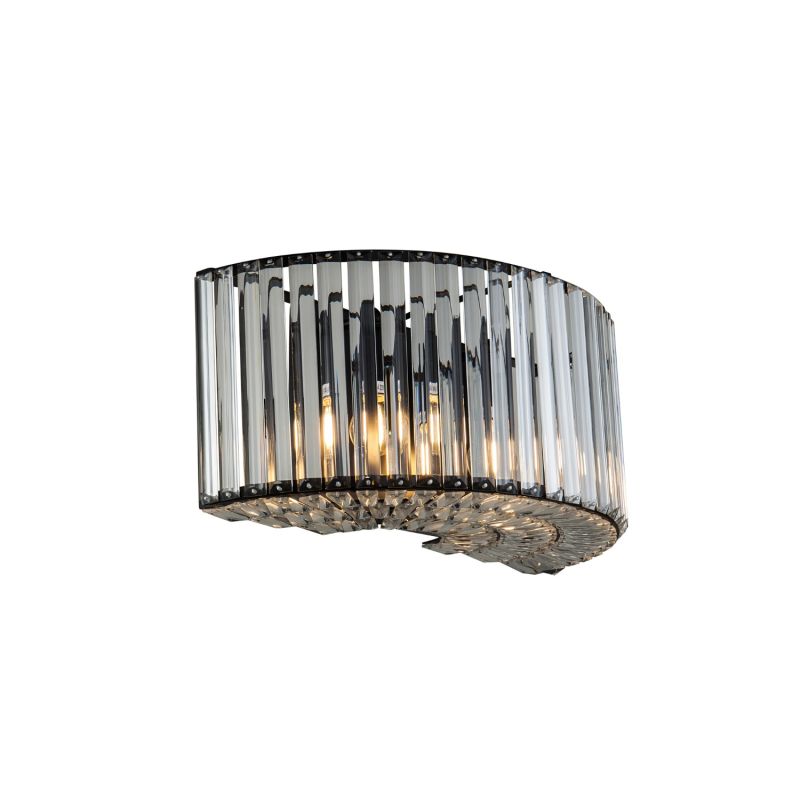 Rounded wall light with glass rods and dark frame