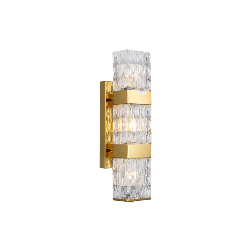 Rectangular glass wall lamp with brass detailing 