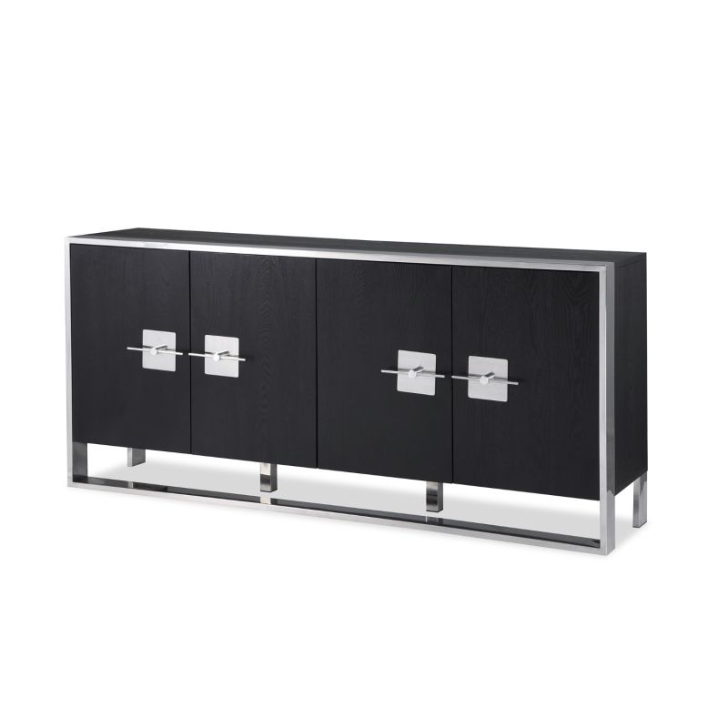 Designer sideboard cabinet with double doors featuring sophisticated black ash veneer construction