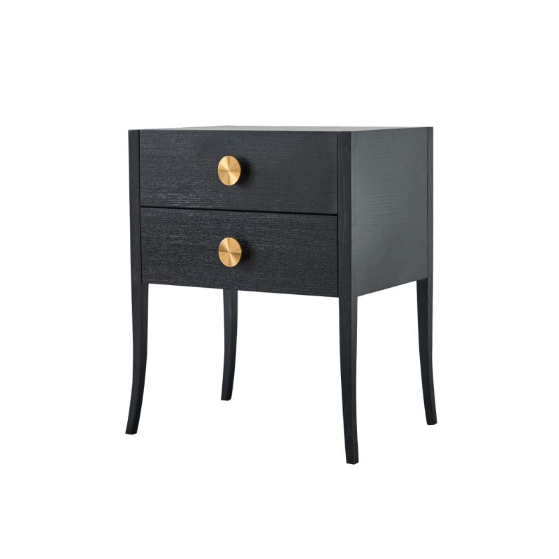 A stylish two-drawer bedside table by Liang & Eimil with golden accents