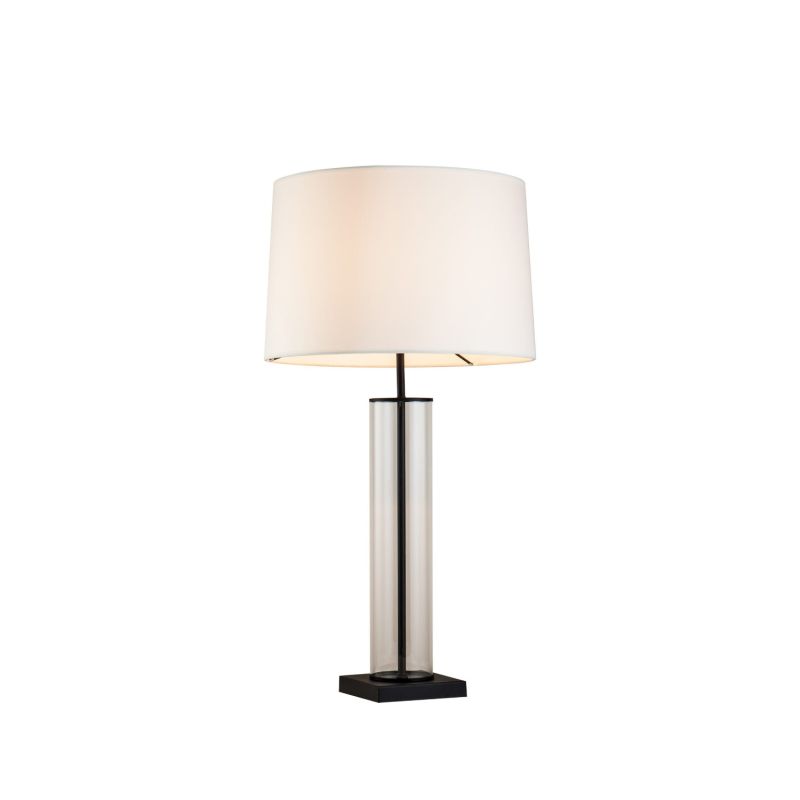 Sleek side lamp with glass base