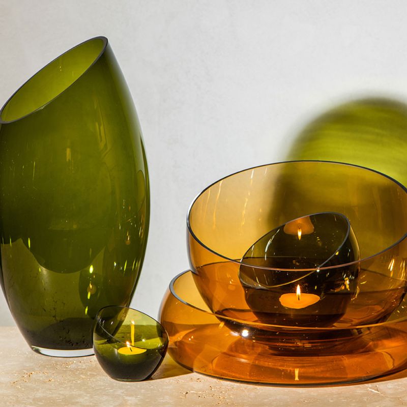 Green glass tealight holder accessory