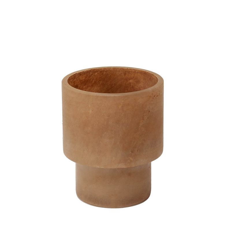 Elegant stone tealight in amber/terracotta colour