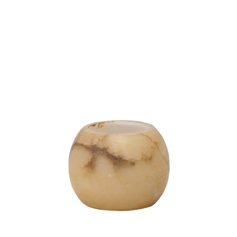 Small rounded tealight with marble effect in beige