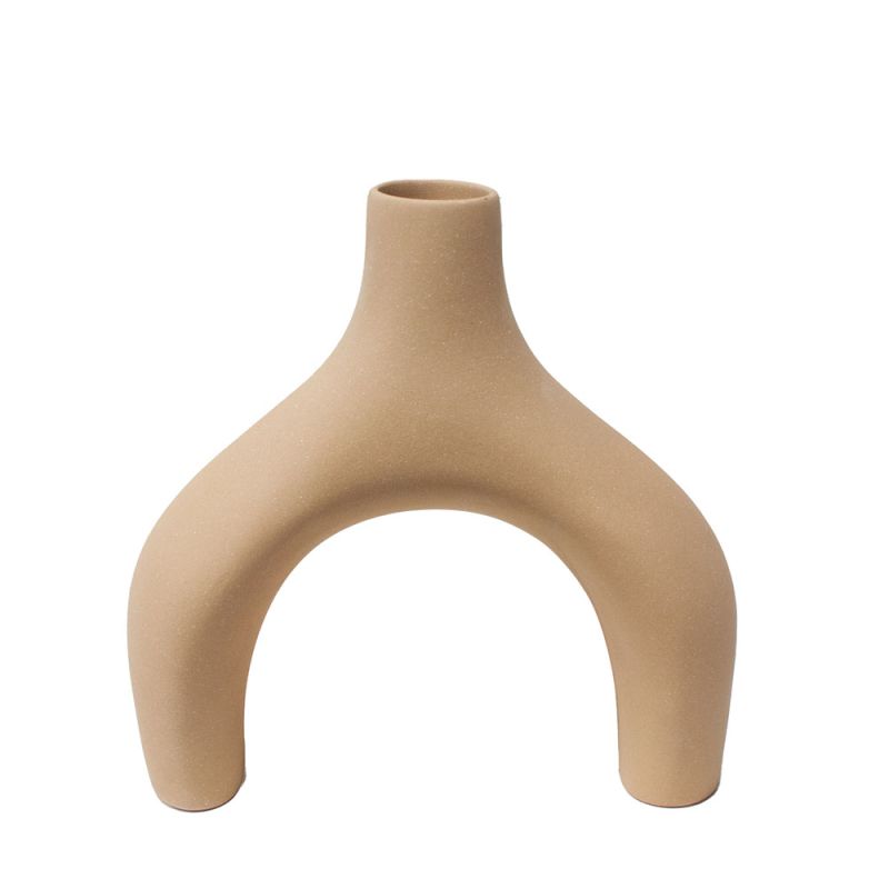 Wishbone shape beige vase