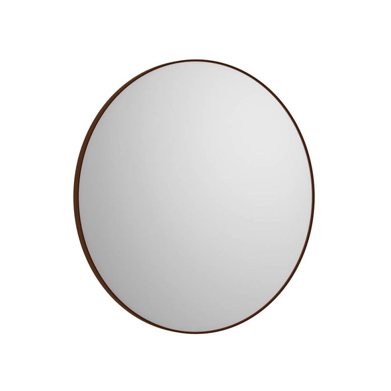 Large round mirror with bronze frame