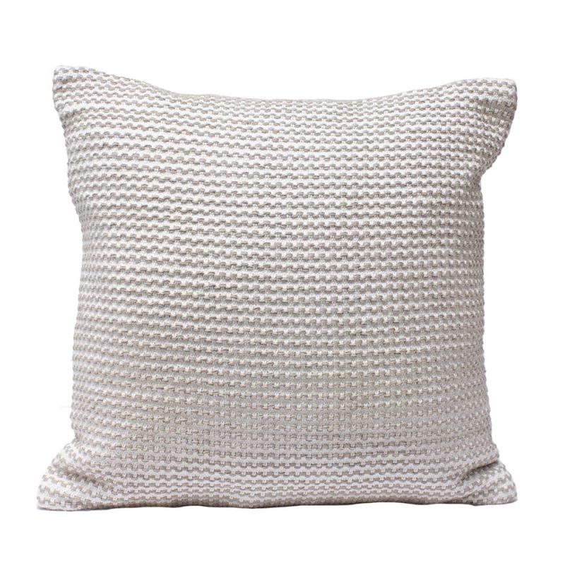 Grid textured cushion with grey and white tones