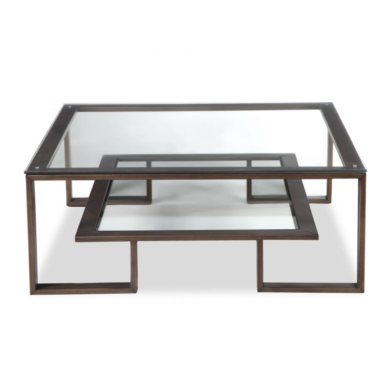 Mayfair Coffee Table - Antique Bronze Hairline/Clear Glass