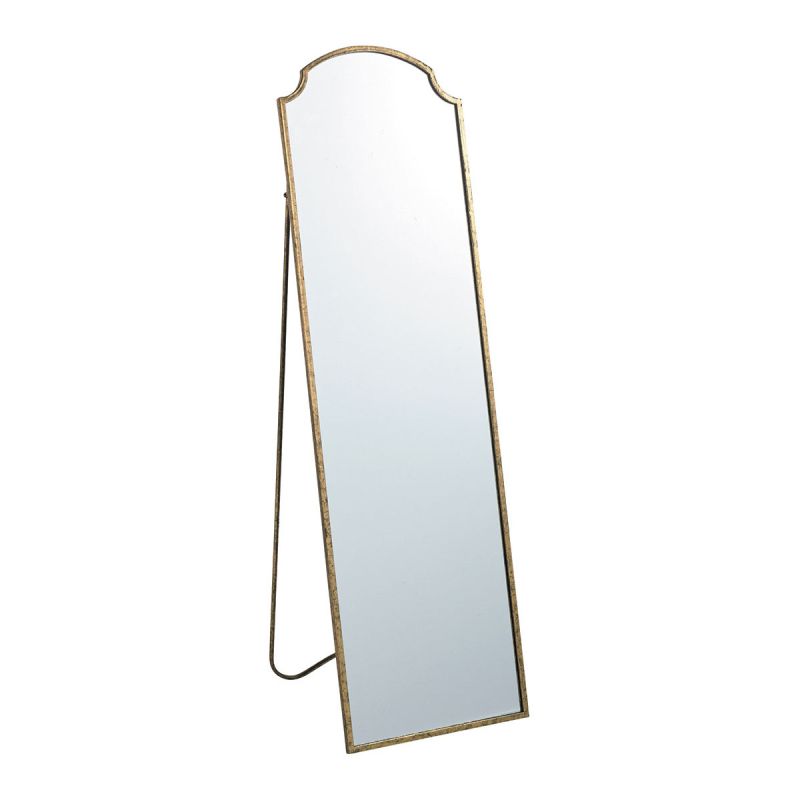 Brass dressing mirror with ornate curved top