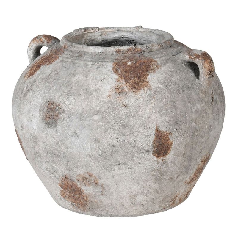 Grey round cement vase