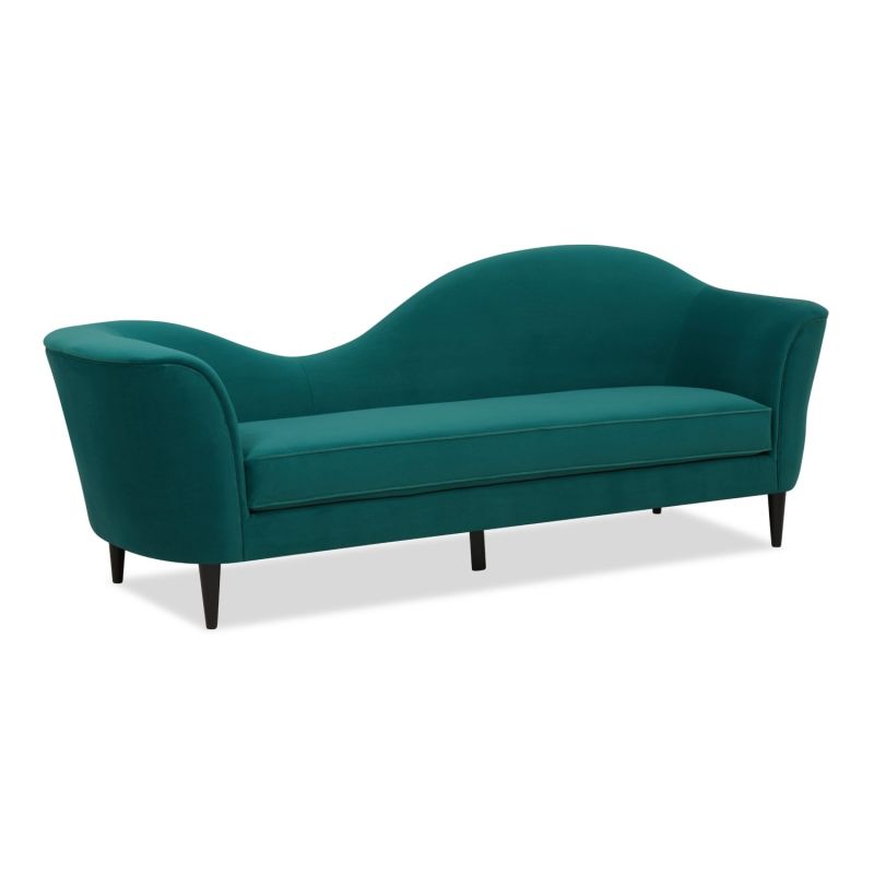 Gorgeous wave design sofa in a sumptuous teal velvet