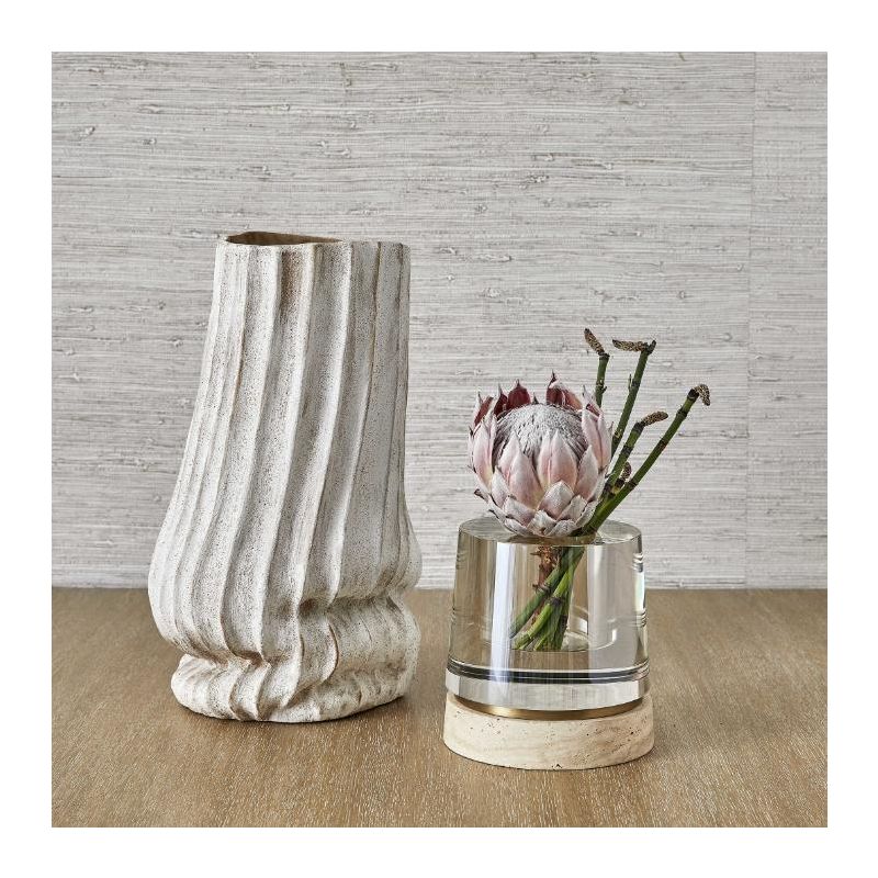 Natural style vase in white washed finish