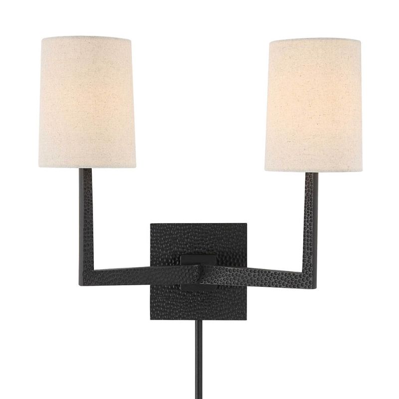 Black textured wall light with modern square wall fixture