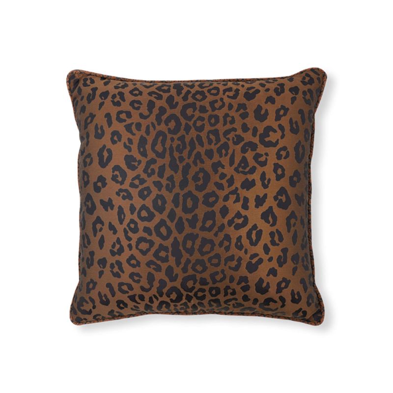 Brown leopard print square cushion