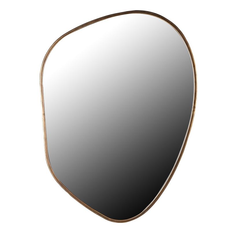 Organic shaped wall mirror with warm dark metal frame