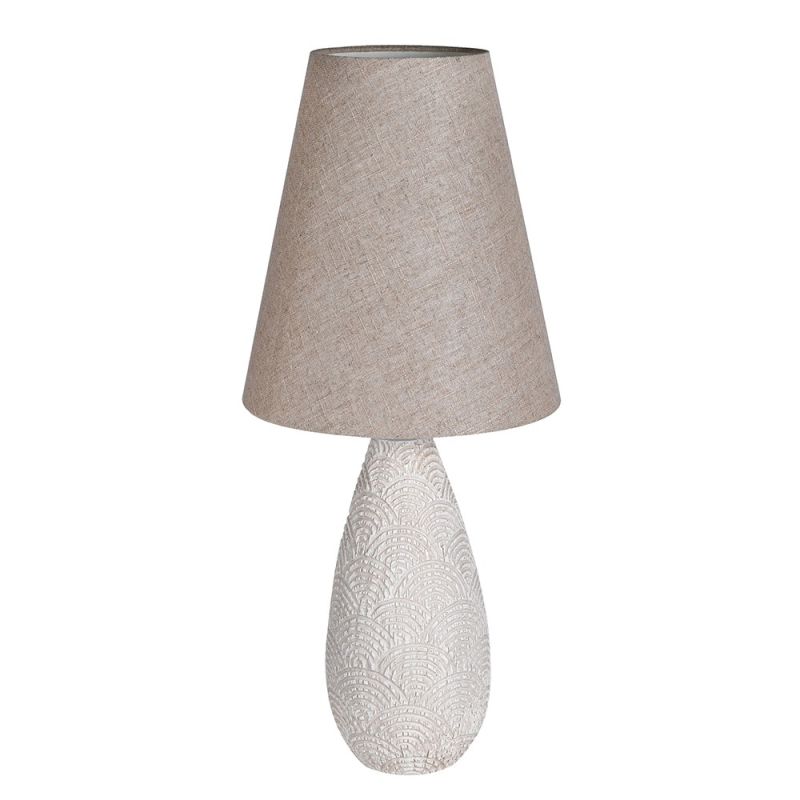 Elegant table lamp with arches detail and linen shade