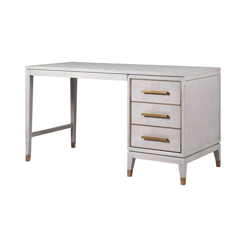 Grey washed oak desk with brass detail