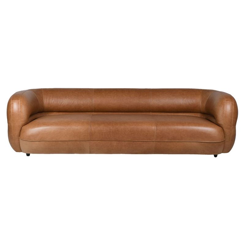 Curvaceous sofa in brock faux leather finish