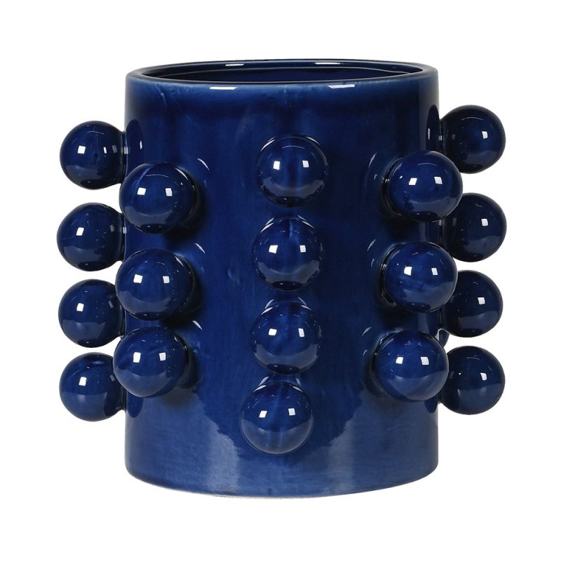 Blue vase with ceramic bobble details